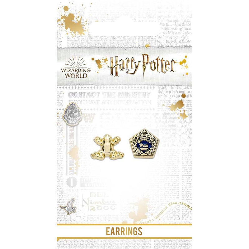 Harry Potter Gold Plated Chocolate Frog Stud Earrings, alternate view