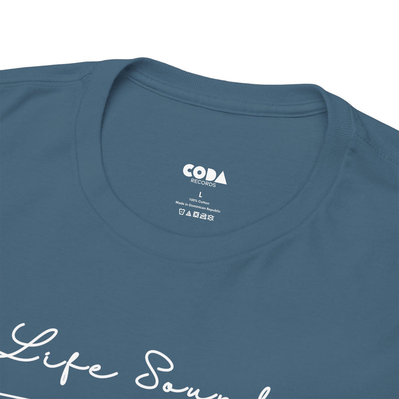 'Life Sounds Better on Vinyl' Men's T-Shirt, size reference