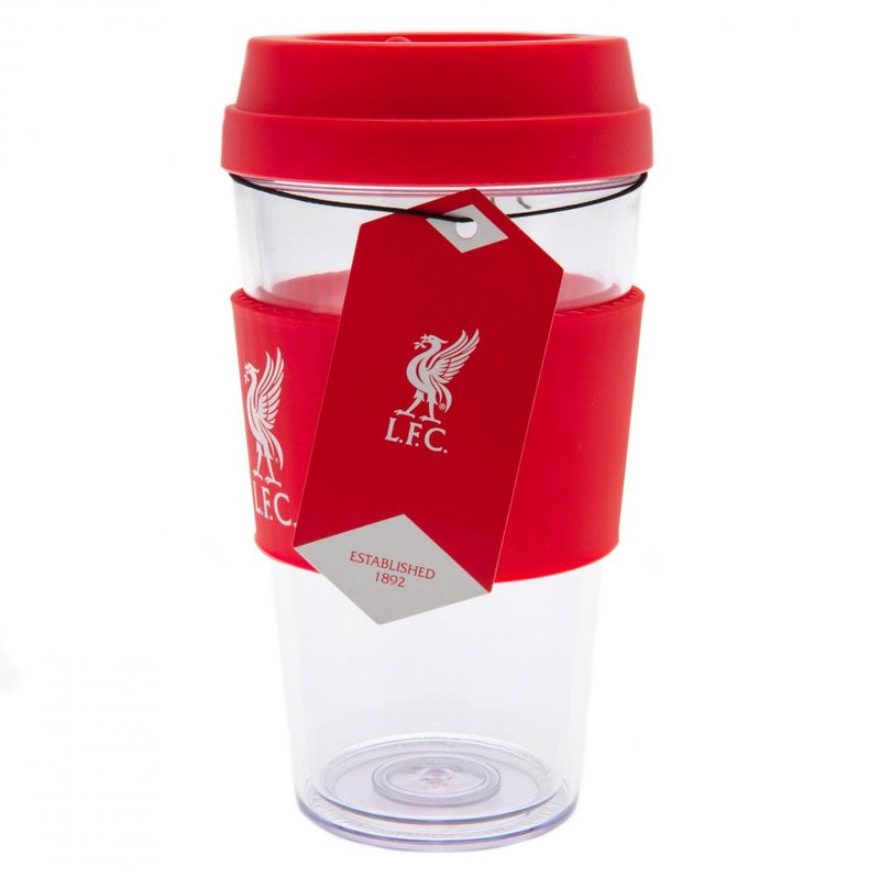 Liverpool FC Liverbird Silicone Grip Travel Mug, side angle