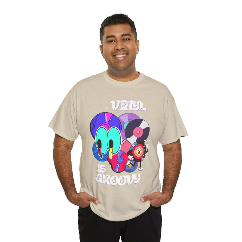 'Vinyl Is Groovy' Men's T-Shirt, side angle