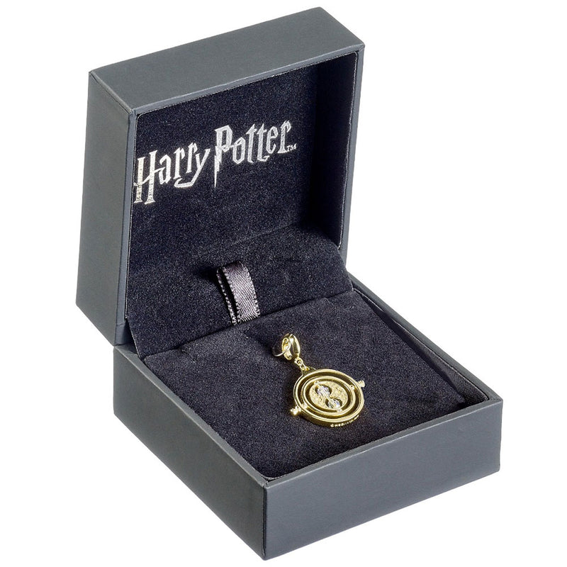 Harry Potter Gold Plated Time Turner Crystal Charm, side angle