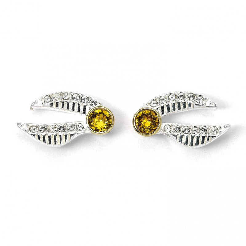 Harry Potter Sterling Silver Golden Snitch Crystal Stud Earrings, alternate view
