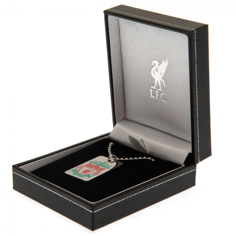 Liverpool FC Enamel Crest Dog Tag & Chain, side angle