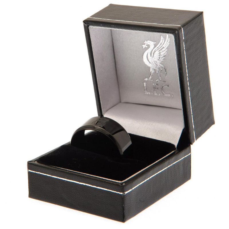 Liverpool FC Black IP Ring Medium, side angle