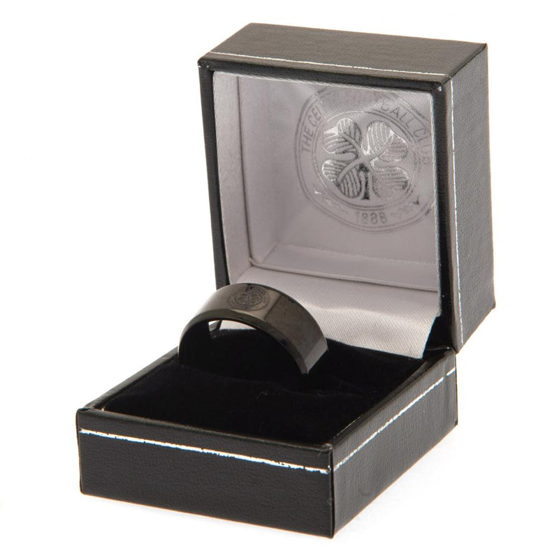 Celtic FC Black IP Ring Large, side angle