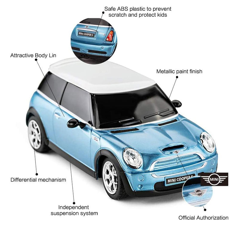 Mini Cooper S Radio Controlled Car 1:24 Scale Blue, alternate view