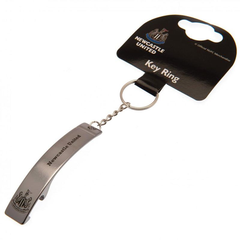 Newcastle United FC Sleek Bottle Opener Keyring, side angle