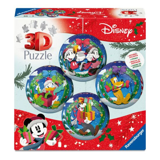 Disney Christmas Baubles 3D Puzzle, 4x54pc