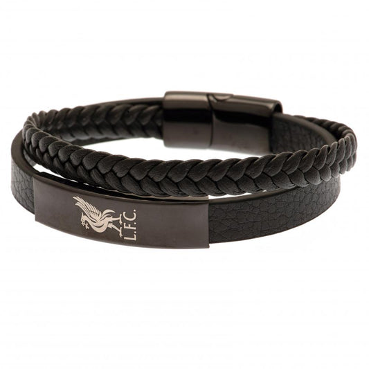 Liverpool FC Black IP Leather Bracelet, alternate view