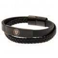 Manchester City FC Black IP Leather Bracelet, alternate view
