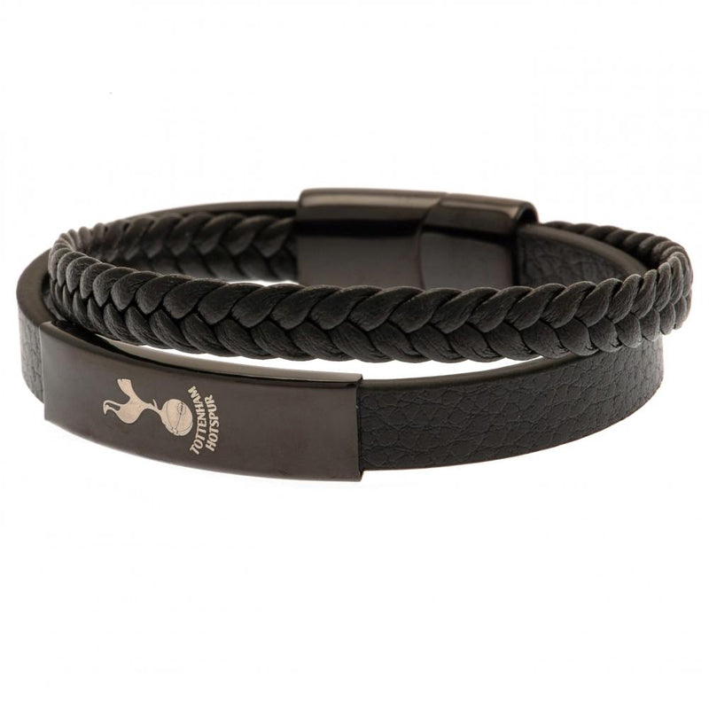 Tottenham Hotspur FC Black IP Leather Bracelet, alternate view