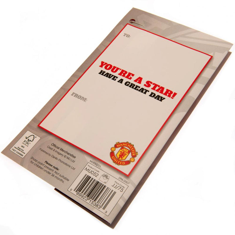 Manchester United FC Son Birthday Card, close-up detail