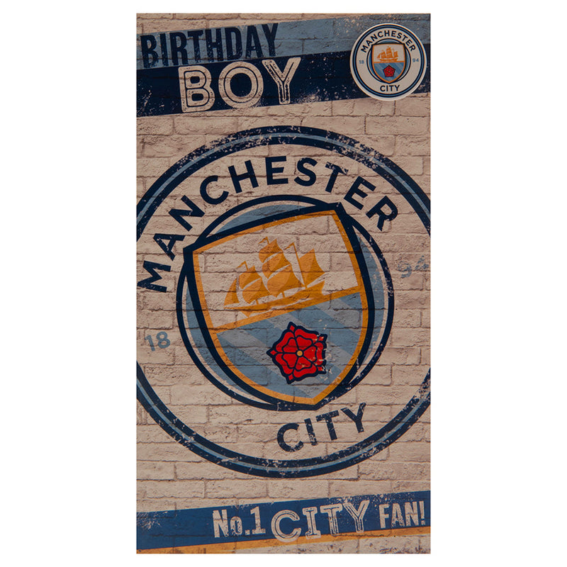 Manchester City FC Boy Birthday Card, close-up detail