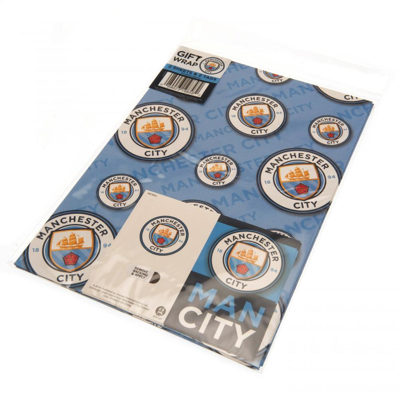 Manchester City FC Crest Gift Wrap, close-up detail