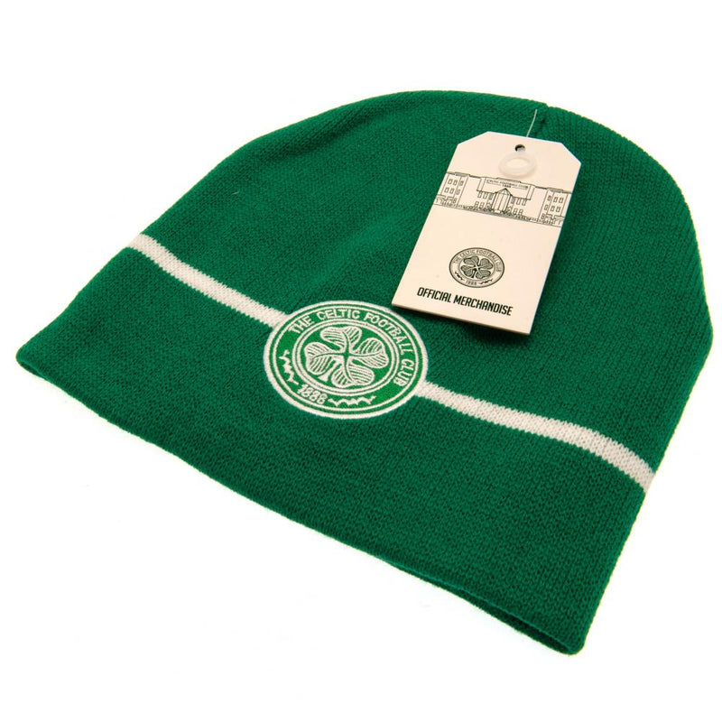 Celtic FC Stripe Beanie, side angle