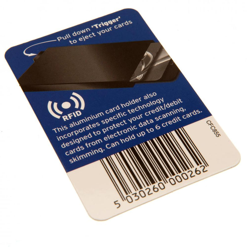 Chelsea FC rfid Aluminium Card Case, close-up detail