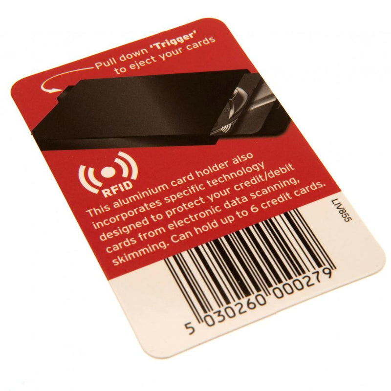 Liverpool FC rfid Aluminium Card Case, close-up detail