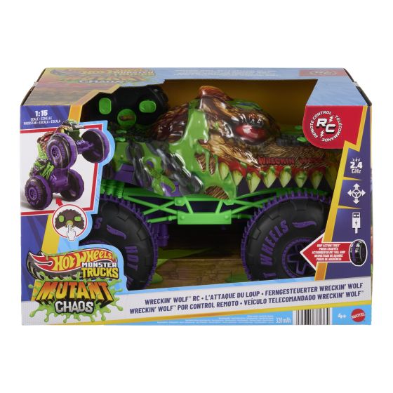 Hot Wheels Monster Trucks 1:15 Mutant Chaos Wreckin Wolf RC