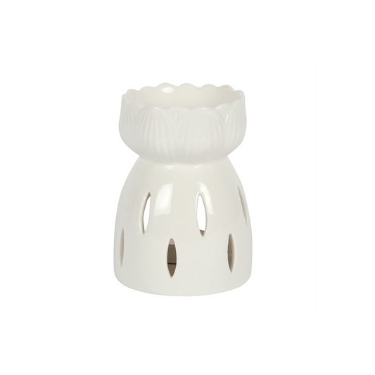 White Gloss Lotus Flower Oil Burner, alternate view
