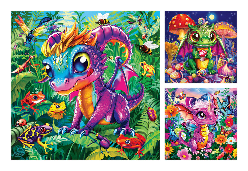 Baby Garden Dragons 3x 49 Piece Jigsaw Puzzles