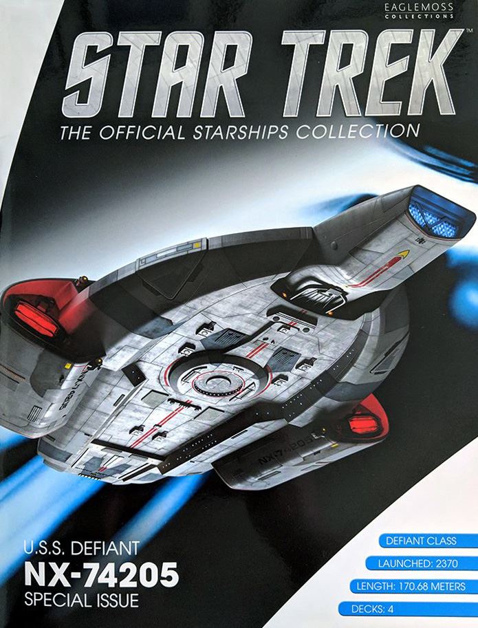 U.S.S. Defiant NX-74205 XL EDITION Model Die Cast Ship (Eaglemoss / Star Trek), in display
