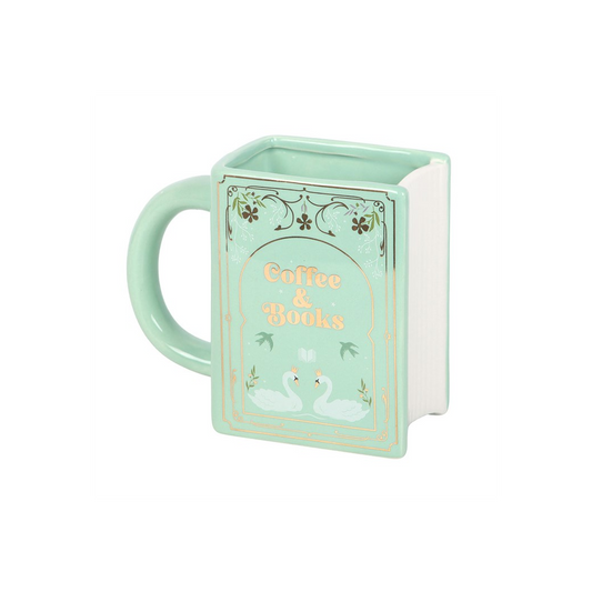 Coffee and Books Green Book Shaped Mug, alternate view