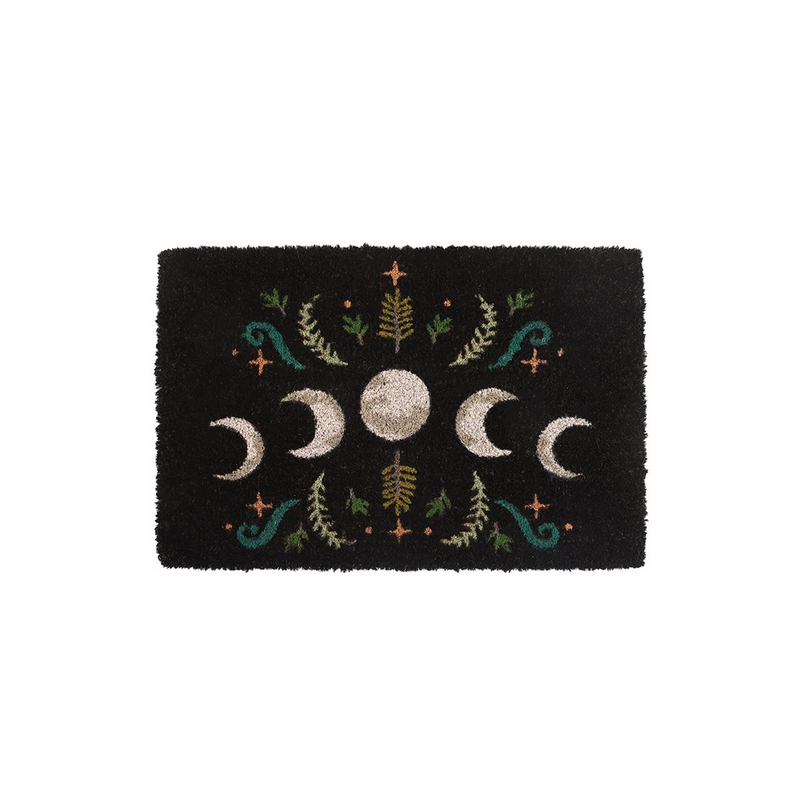 Black Dark Forest Moon Phase Doormat