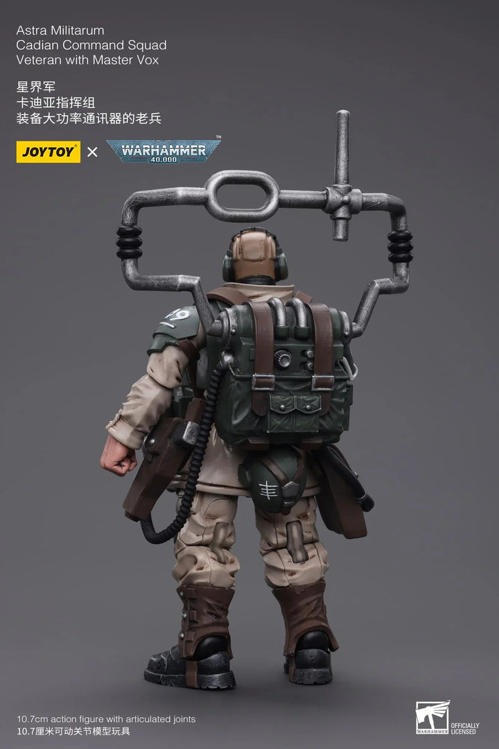 Warhammer 40K Astra Militarum Cadian Command Squad Veteran with Master Vox 1/18 Scale Action Figure