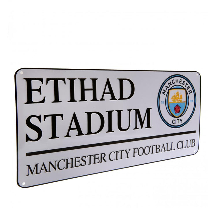 Manchester City FC White Street Sign