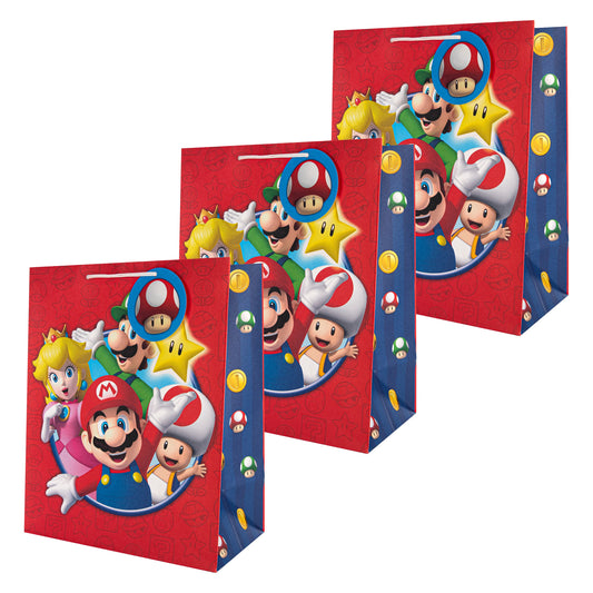 Large Gift Bags - Pack of 3 Super Mario Bros Design