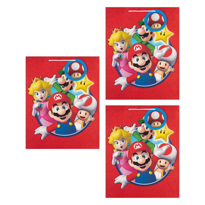 Large Gift Bags - Pack of 3 Super Mario Bros Design