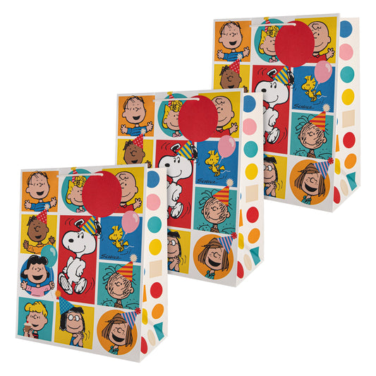 Large Gift Bags - Pack of 3 PEANUTS™ Comics SNOOPY & Gang Design