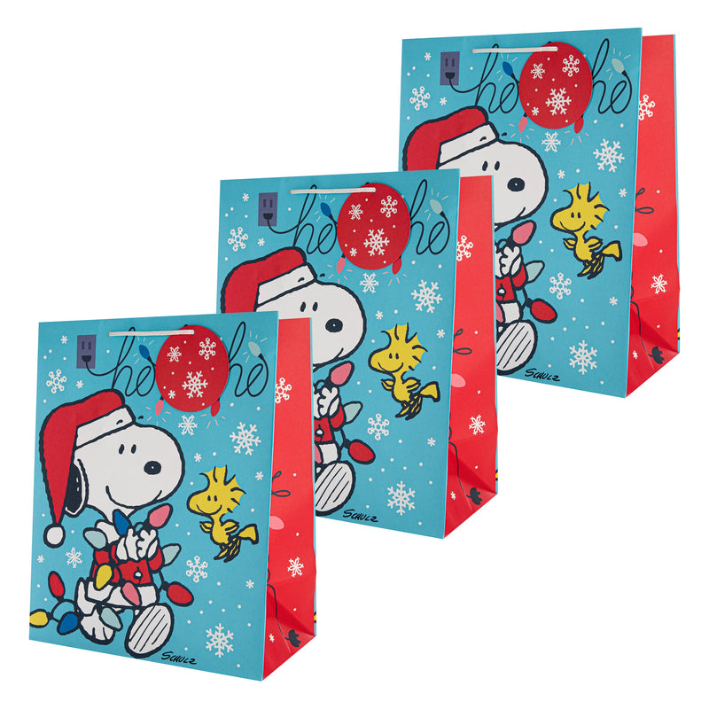 Large Christmas Gift Bags - Pack of 3 PEANUTS™ SNOOPY & WOODSTOCK Design