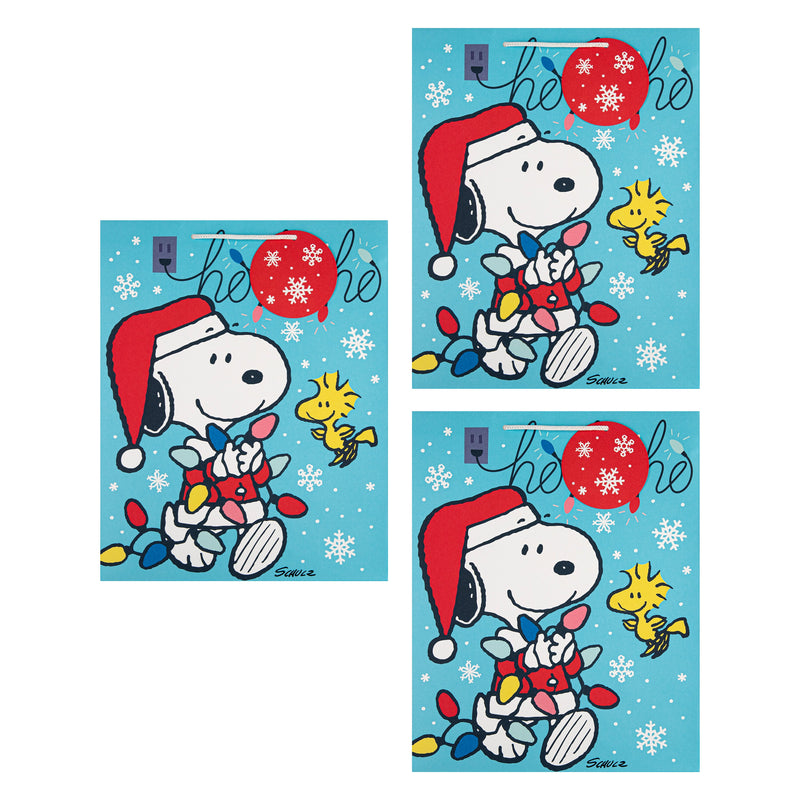 Large Christmas Gift Bags - Pack of 3 PEANUTS™ SNOOPY & WOODSTOCK Design