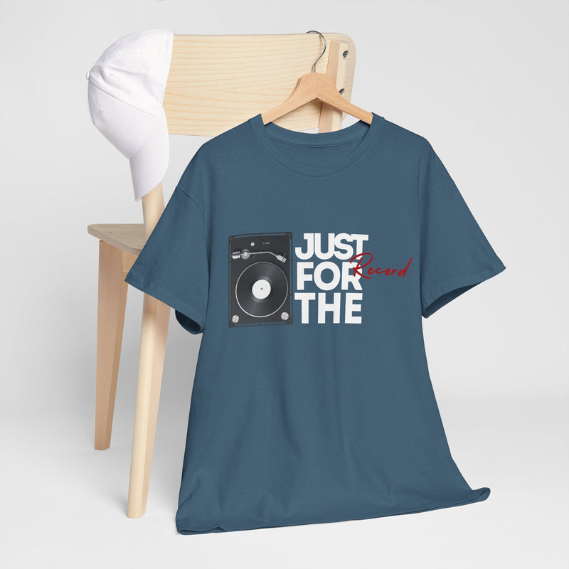 'Just for the Record' Men's Vinyl T-Shirt, size reference