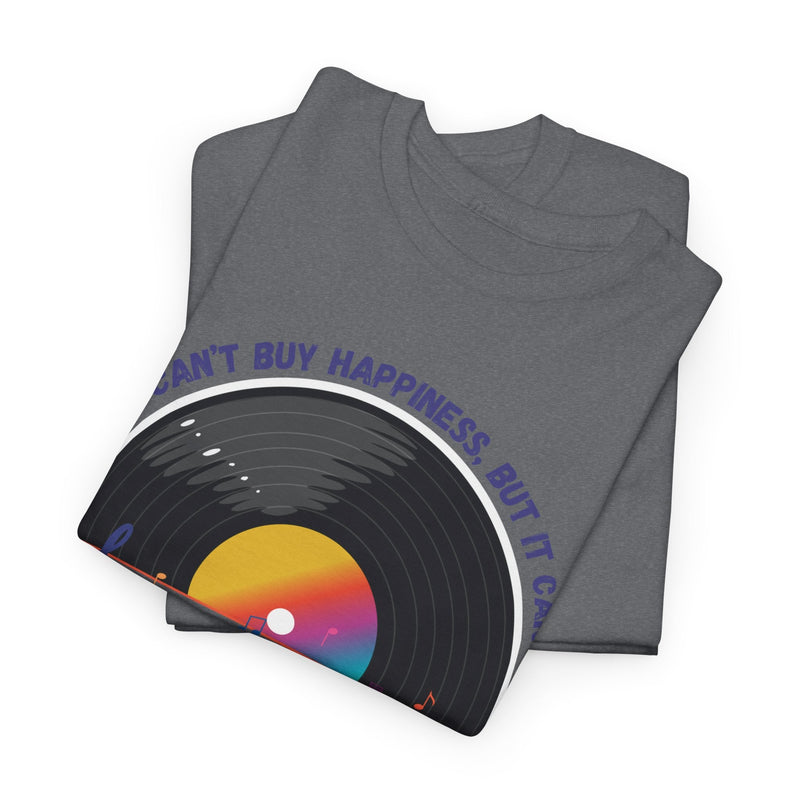 'Money Can't Buy Happiness, But It Can Buy Vinyl' Men's T-Shirt, side angle