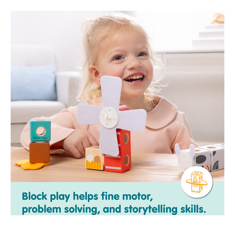 Melissa & Doug Blockables Farm Friends Building Set in use