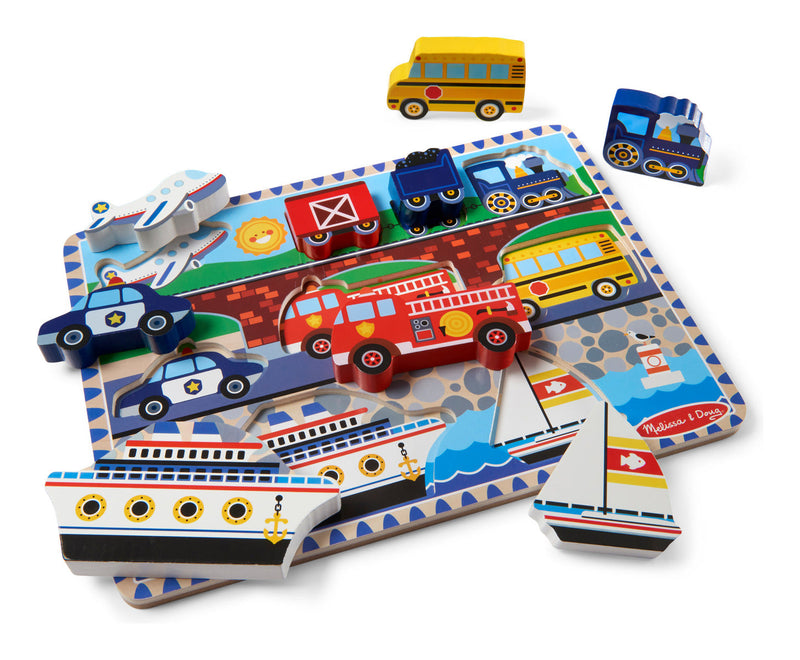 Melissa & Doug - Vehicle Chunky Puzzle, showing reverse
