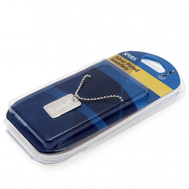 Tottenham Hotspur FC Silver Plated Dog Tag & Chain, side angle