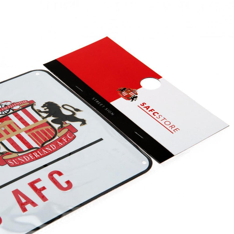Sunderland AFC White Street Sign, side angle