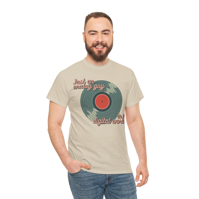 'Just an Analog Guy, In a Digital World' Men's T-Shirt, side angle