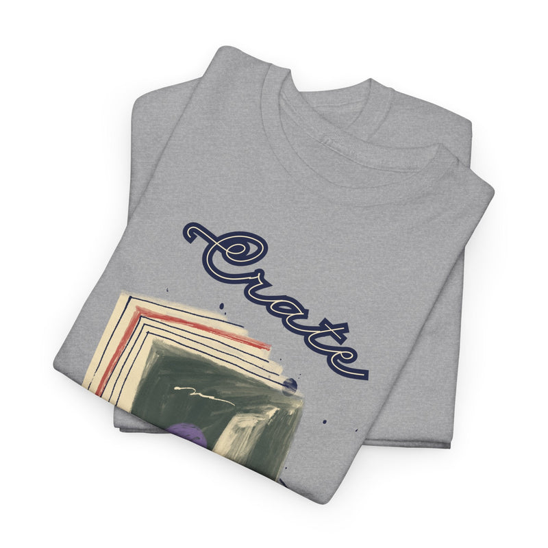 'Crate Digger' Vinyl Records Men's T-Shirt, close-up detail