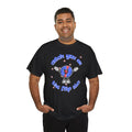 'Catch You On The Flip Side' Men's Vinyl T-Shirt, close-up detail