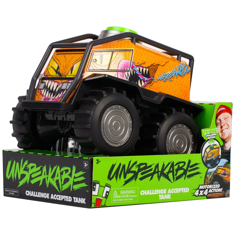 Unspeakable Challenge Accepted Tank Toy, close-up detail