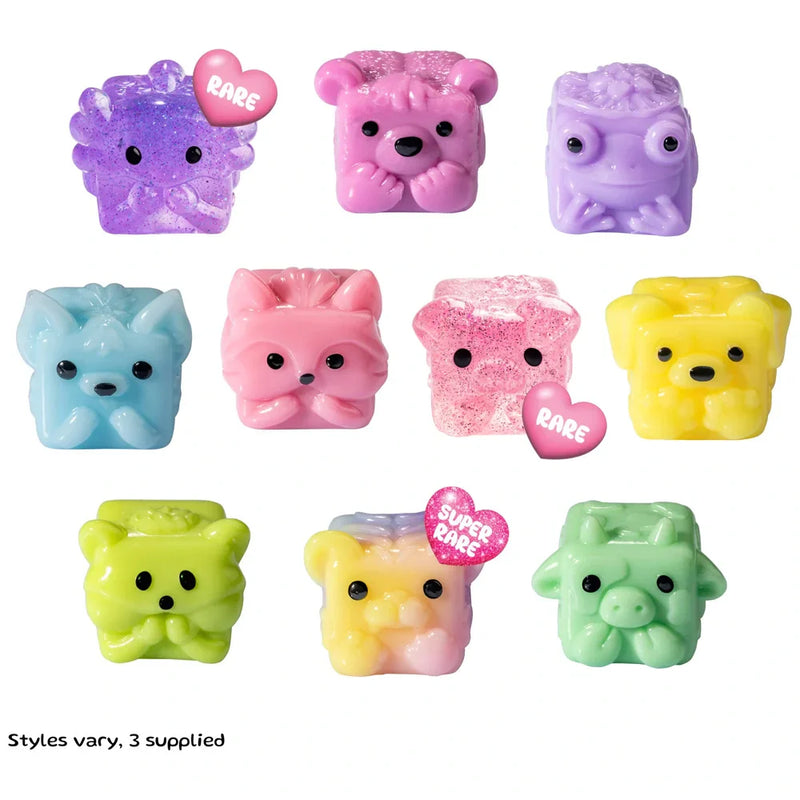 Mushykinz Mystery Mini Mushy Taba Squishies Fidget Toy 3 Pack Assortment, side angle