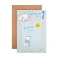 1st Birthday Card for Grandson - Cute Disney Winnie the Pooh Design with Keepsake Booklet