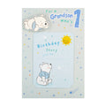 1st Birthday Card for Grandson - Cute Disney Winnie the Pooh Design with Keepsake Booklet