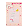 1st Birthday Card for Granddaughter - Disney Winnie the Pooh Design with Keepsake Booklet