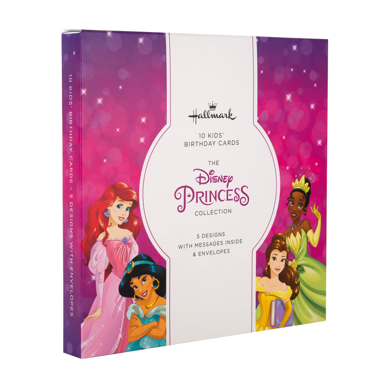 Kids Birthday Cards - Multipack of 10 in 5 Disney Princesses Designs