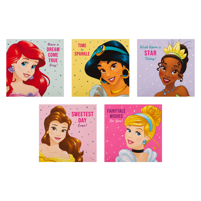 Kids Birthday Cards - Multipack of 10 in 5 Disney Princesses Designs